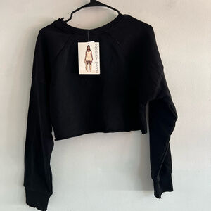 naked wardrobe Black Cropped Crewneck Sweatshirt